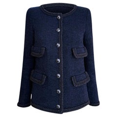 Chanel Globalization Iconic Navy Tweed Jacket 34 FR