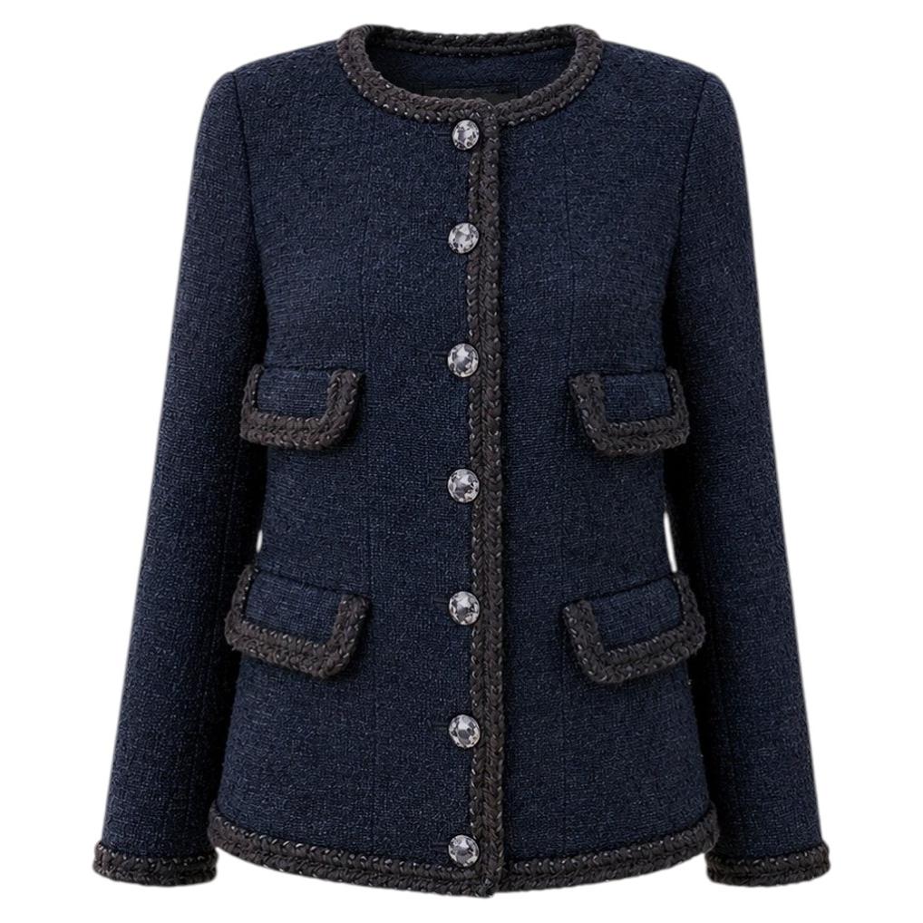 CHANEL Globalization Iconic Navy Tweed Jacket 34 FR