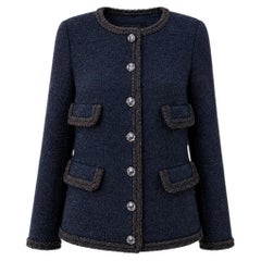 Chanel Globalization Iconic Navy Tweed Jacket 34 FR