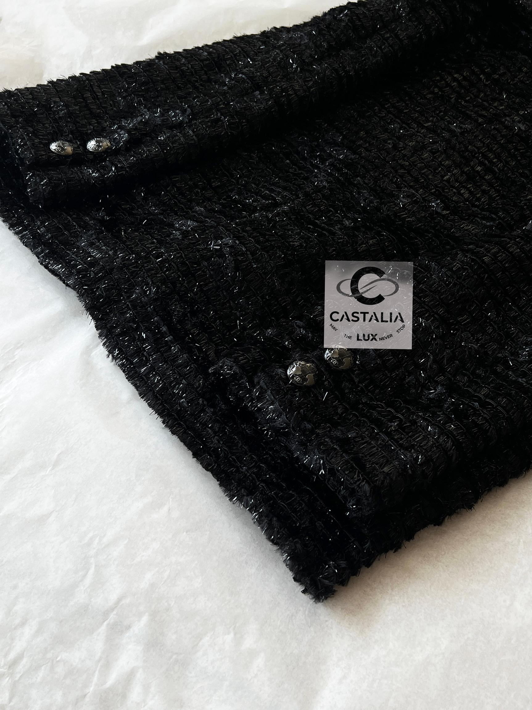 Chanel Globalization Runway Black Shimmer Tweed Jacket 36 FR in vendita 6