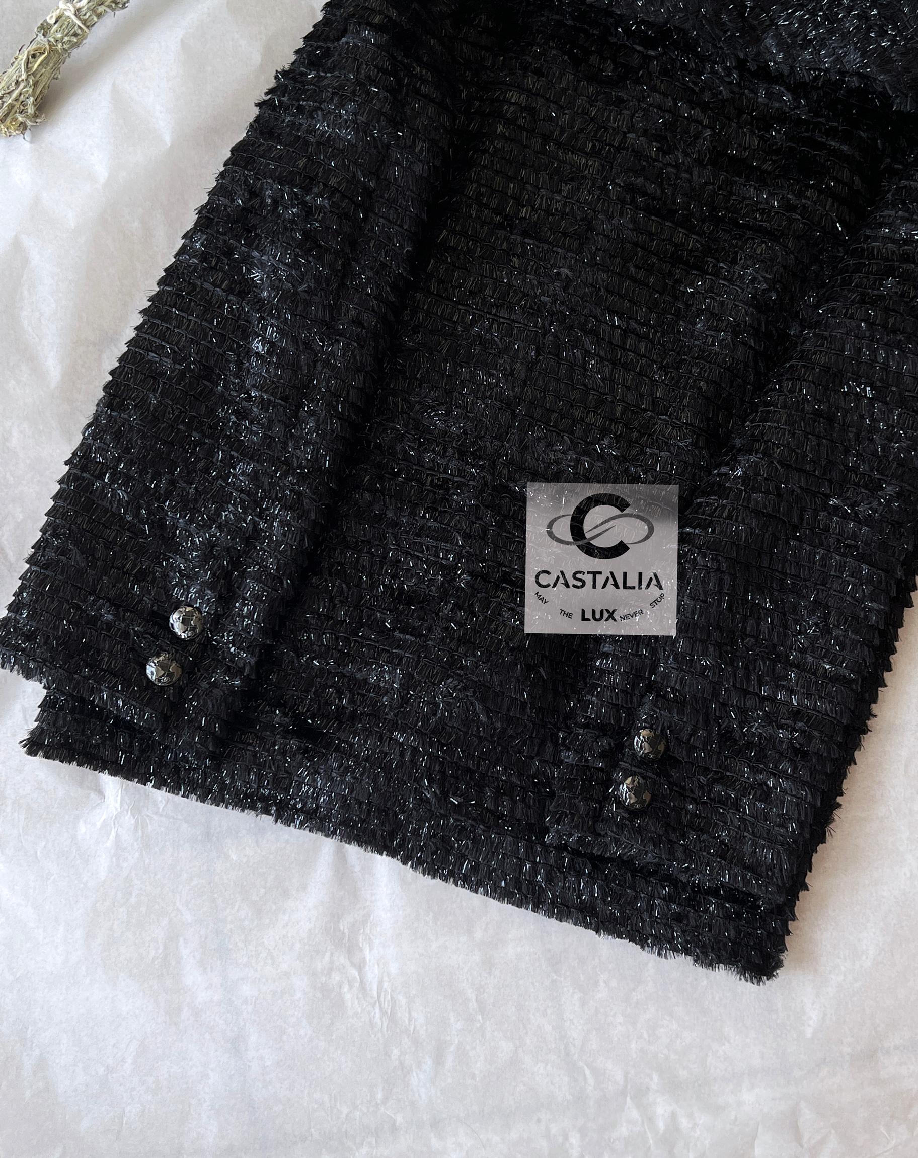 Chanel Globalization Runway Black Shimmer Tweed Jacket 36 FR in vendita 7