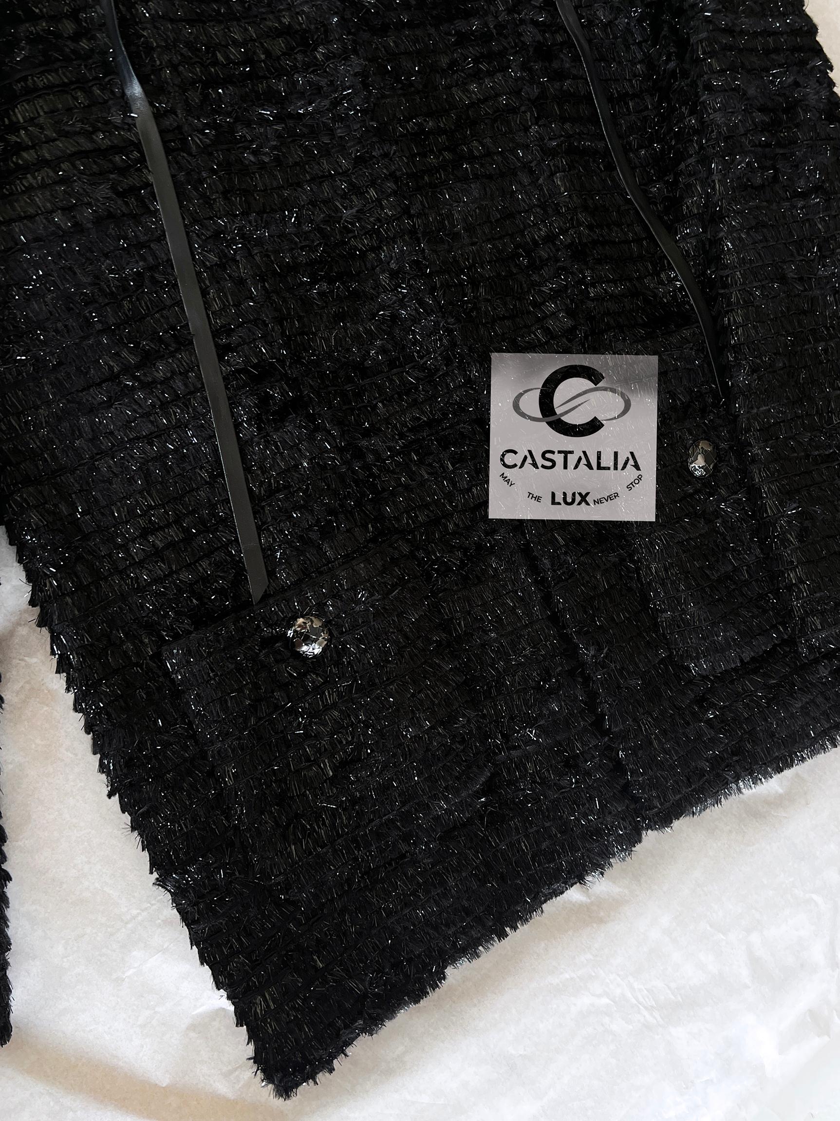 Chanel Globalization Runway Black Shimmer Tweed Jacket 36 FR in vendita 2