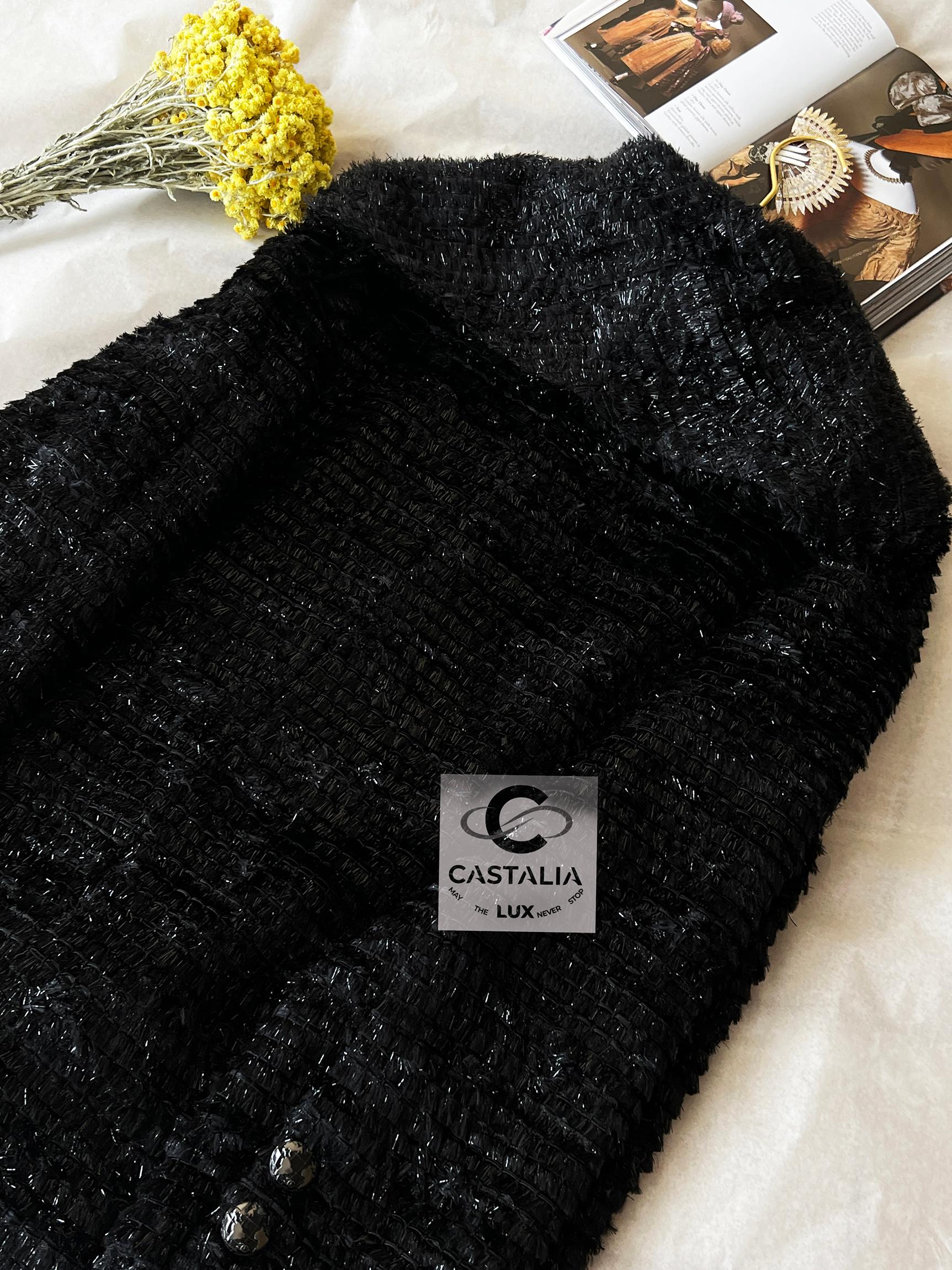 Chanel Globalization Runway Black Shimmer Tweed Jacket 36 FR in vendita 5