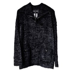 Chanel Globalization Runway Black Shimmer Tweed Jacket 36 FR