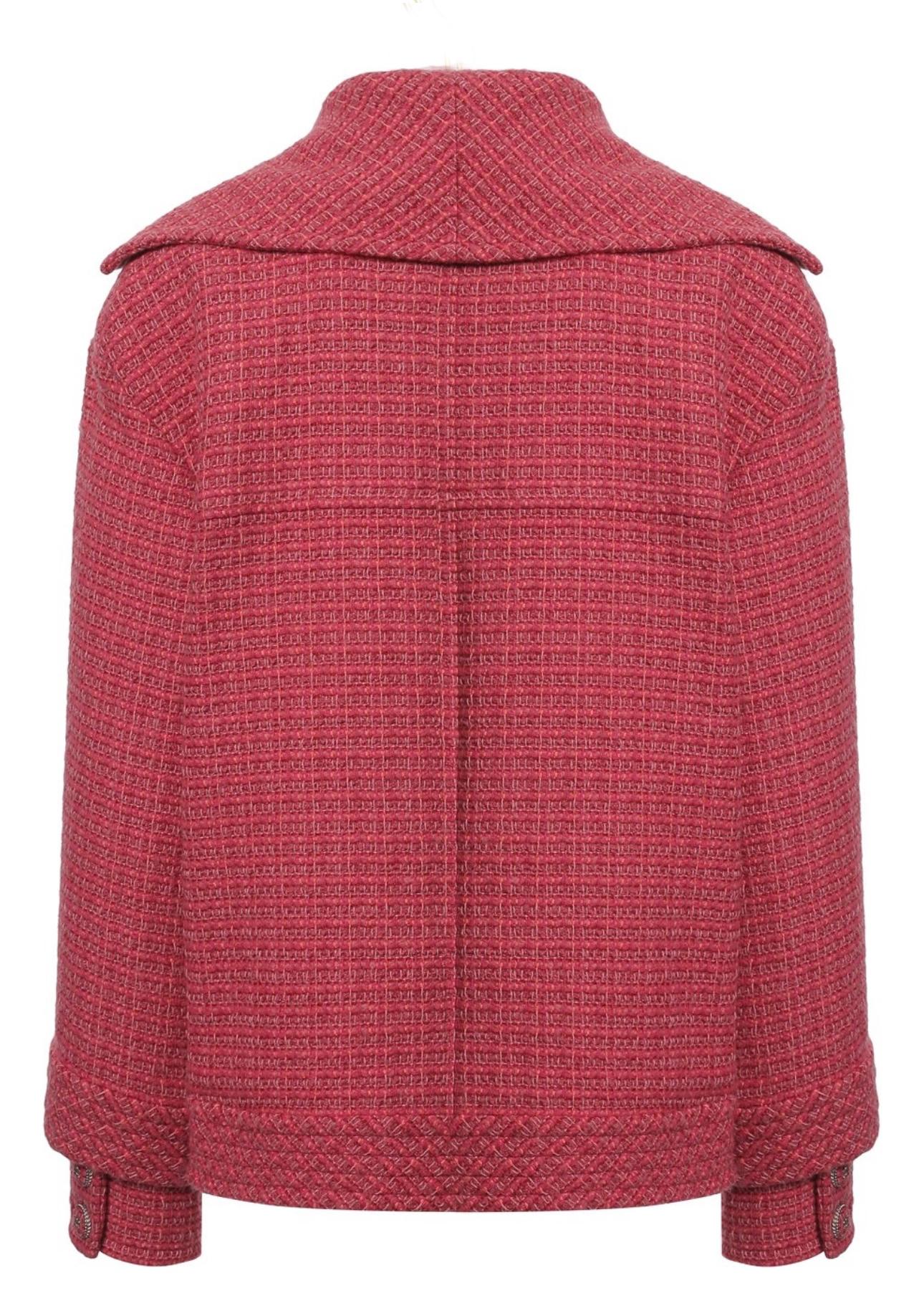 Chanel Globalization Runway CC Buttons Soft Pink Tweed Jacket 46 FR 6