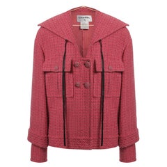 Chanel Globalization Runway CC Buttons Soft Pink Tweed Jacket 46 FR