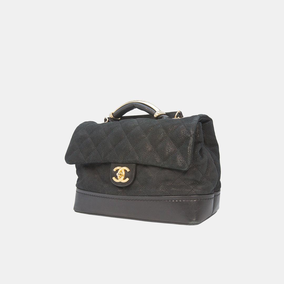 Women's or Men's Chanel Globe Trotter Jumbo Flap Black Caviar Leather Bag Gold Hardware