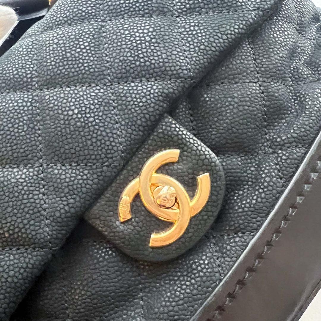 Chanel Globe Trotter Jumbo Flap Black Caviar Leather Bag Gold Hardware 2