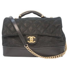Chanel Globe Trotter Jumbo Flap Black Caviar Leather Bag Gold Hardware