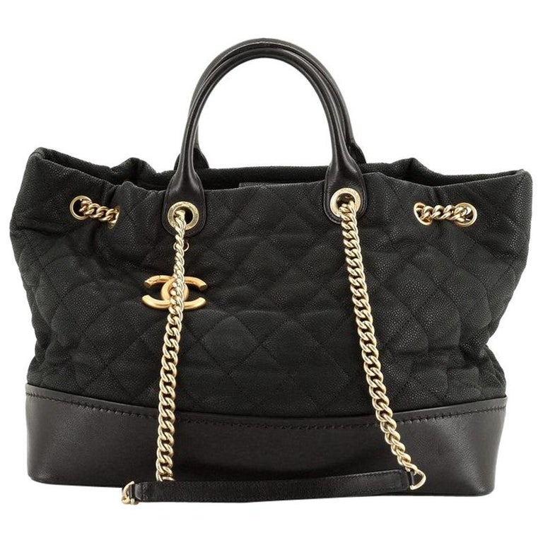 Chanel Globetrotter Drawstring Shopping Tote Quilted Iridescent