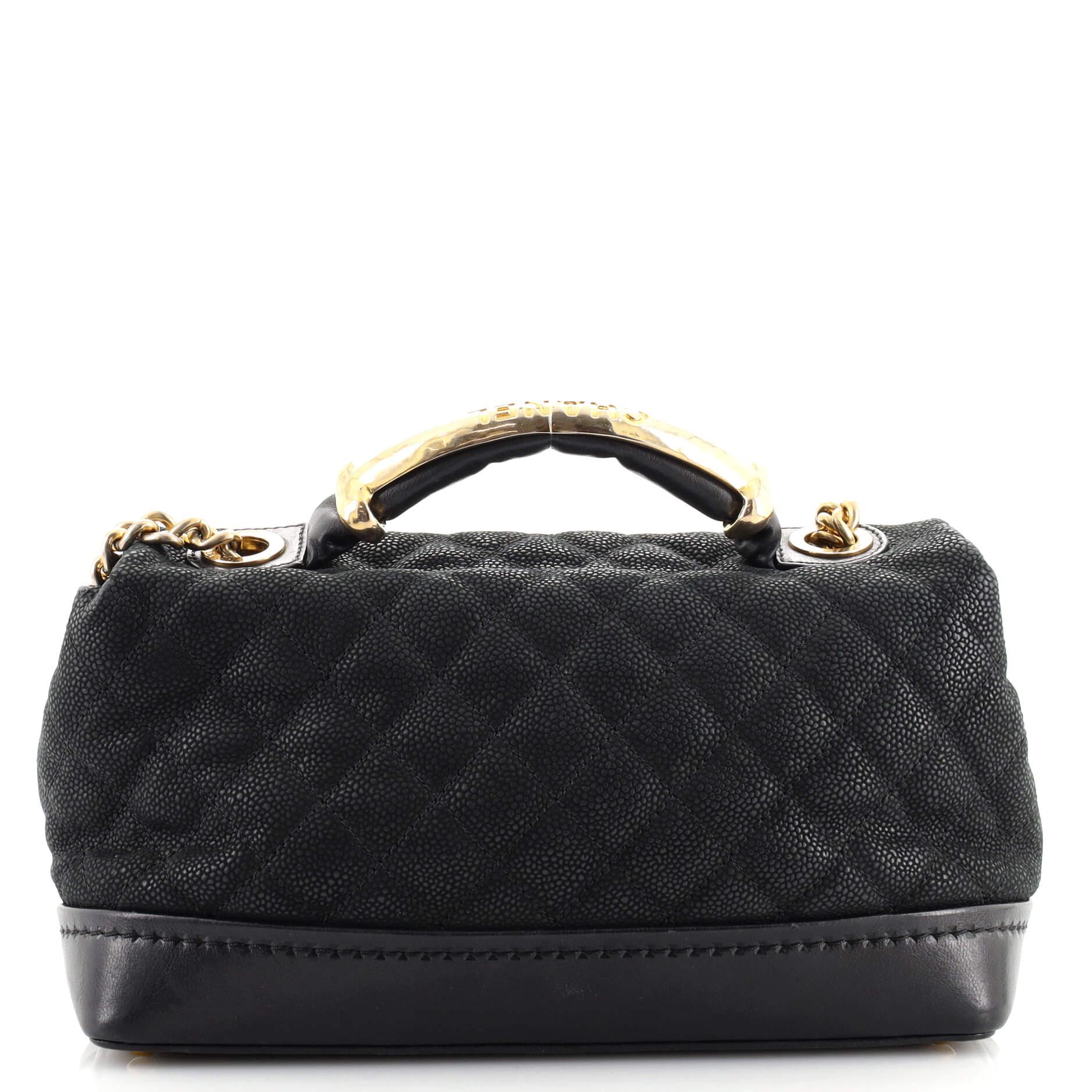 Black Chanel Globetrotter Flap Bag Quilted Caviar Medium