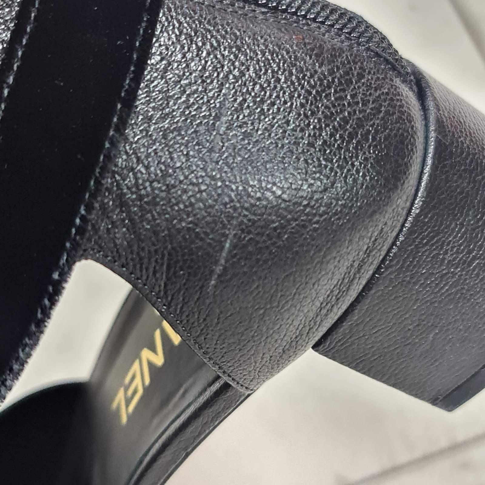 CHANEL Goatskin Velvet Cap Toe CC Bow Cut Out Ankle Boots 6