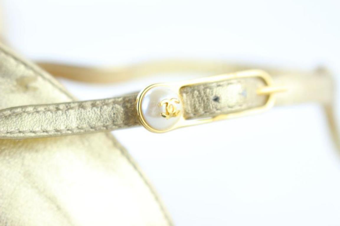 Chanel Gold 05c T-strap Metallic Strappy 18cr1106 Sandals 1