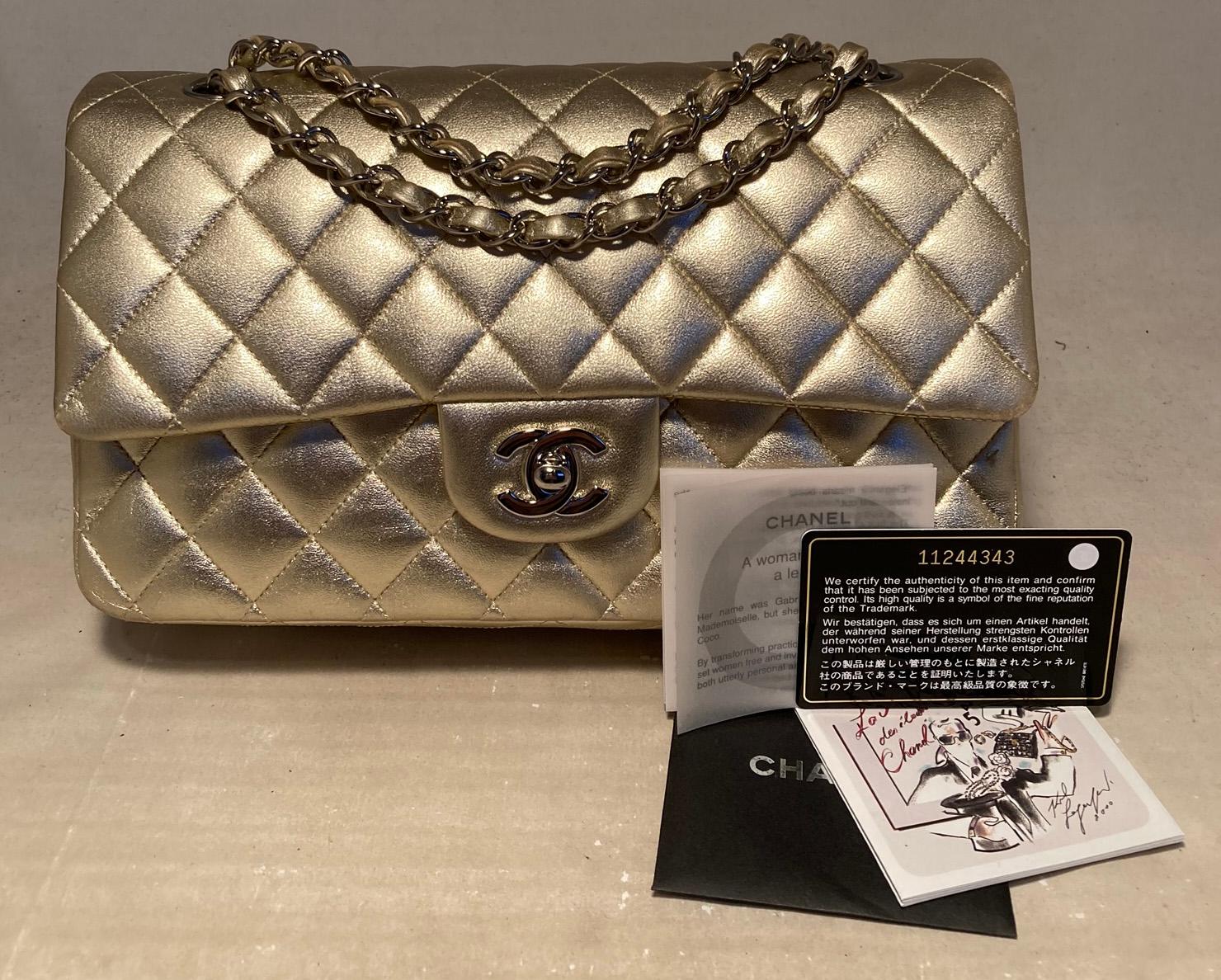 Chanel Gold 10inch 2.55 Double Flap Classic Shoulder Bag 5
