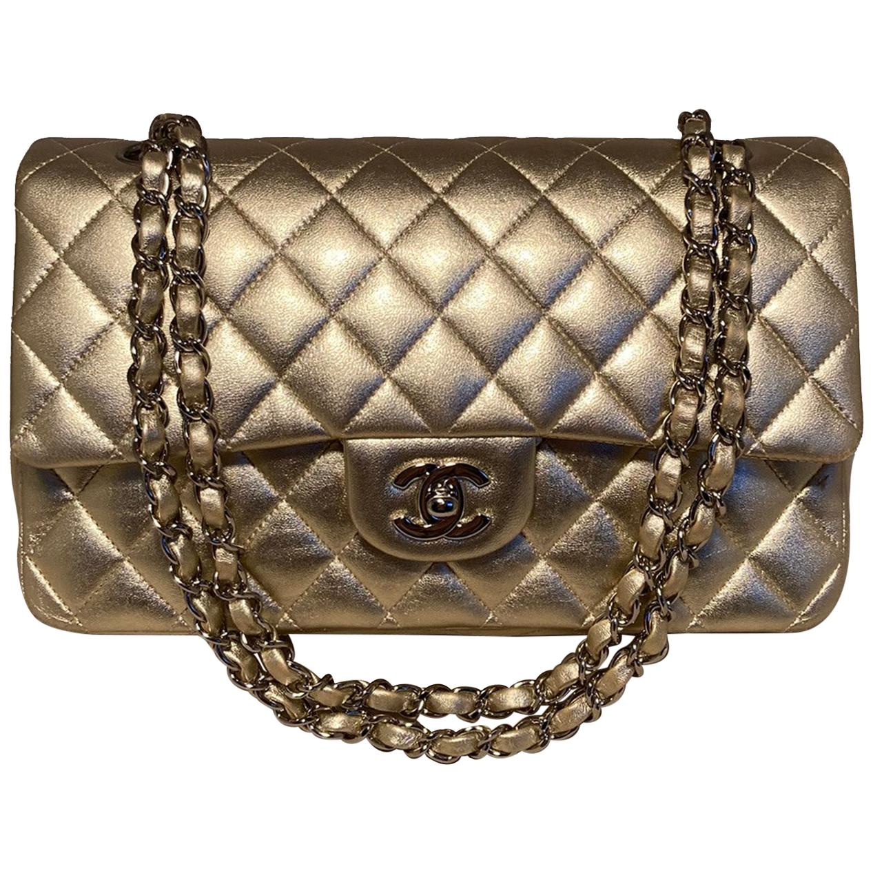 Chanel Gold 10inch 2.55 Double Flap Classic Shoulder Bag