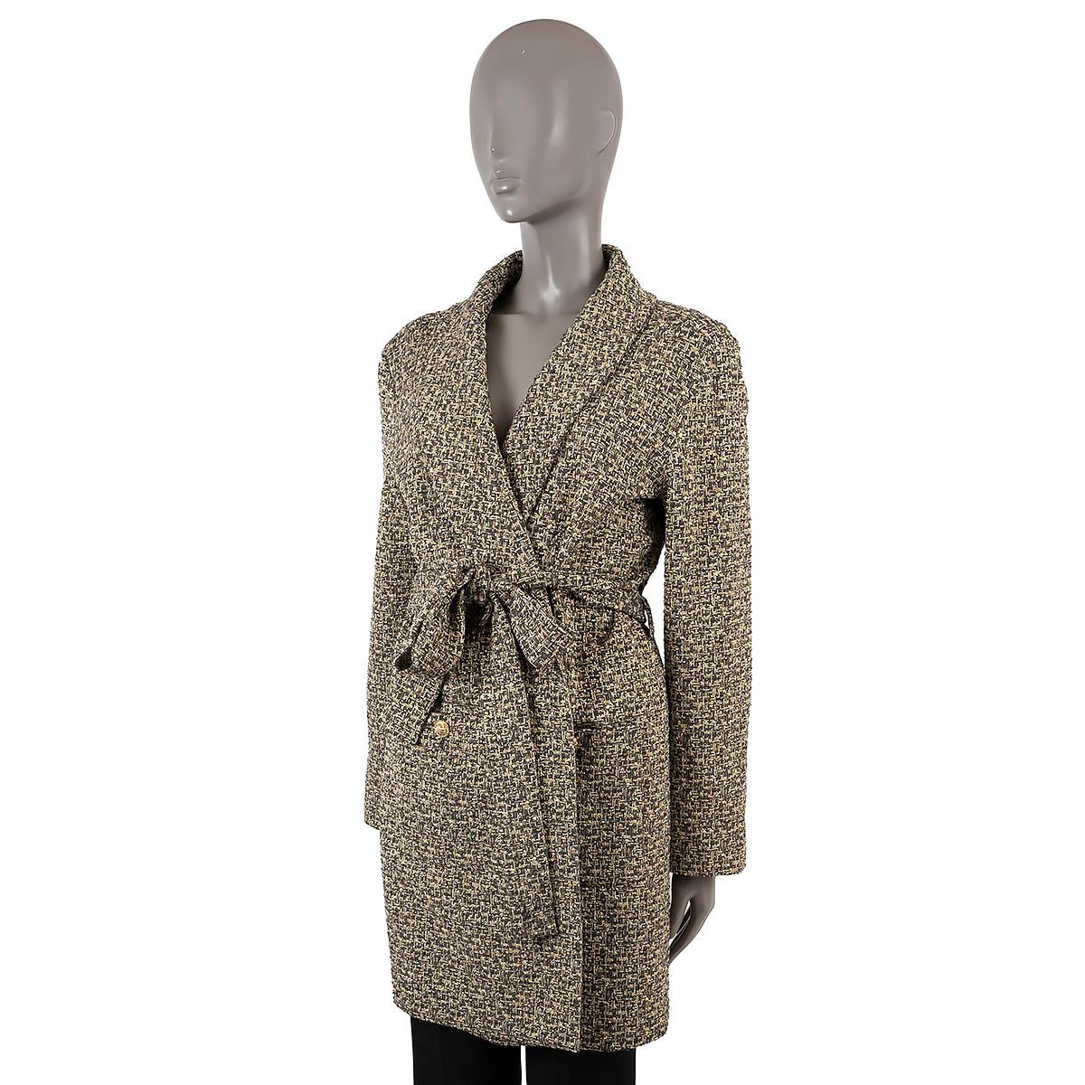 CHANEL gold 2016 16A ROME LUREX TWEED BELTED Coat Jacket 44 fits M For Sale 1