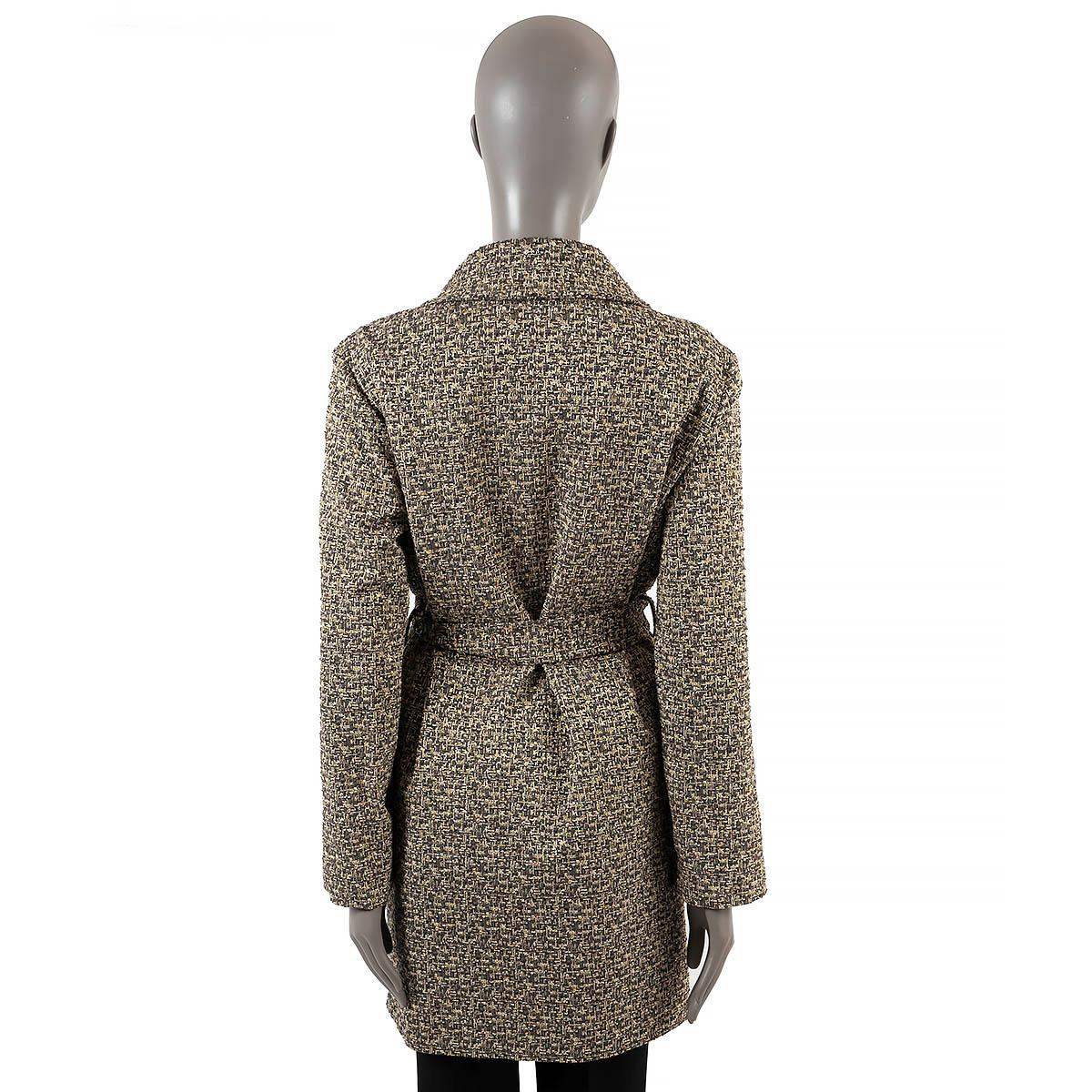 CHANEL gold 2016 16A ROME LUREX TWEED BELTED Coat Jacket 44 fits M For Sale 2