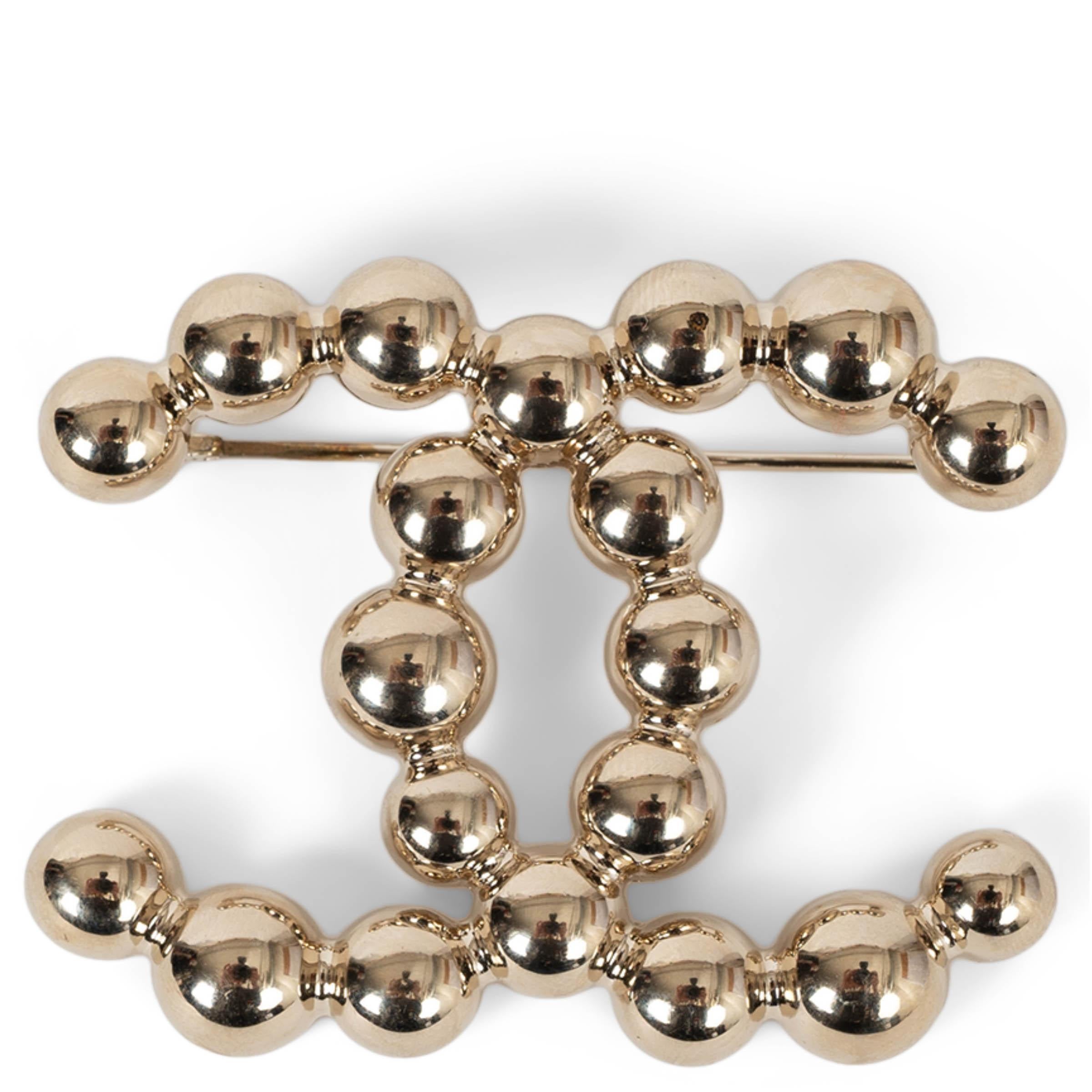 CHANEL gold 21S LARGE CC BEADS Brooch