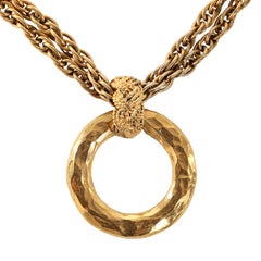 Chanel Gold 24k Plated Ring Double Chain Vintage Choker