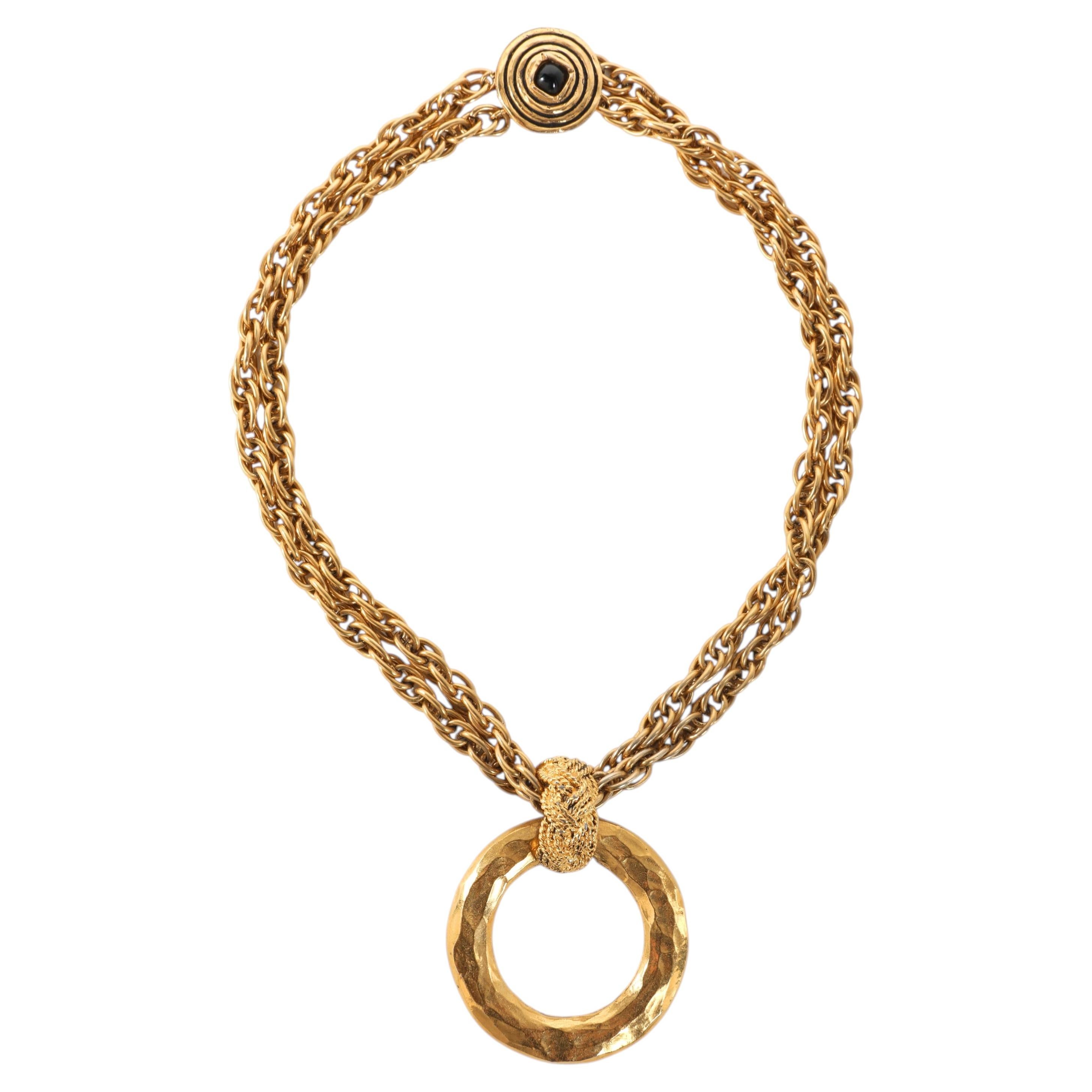 Anello Chanel placcato oro 24k Doppia catena Vintage Chanel