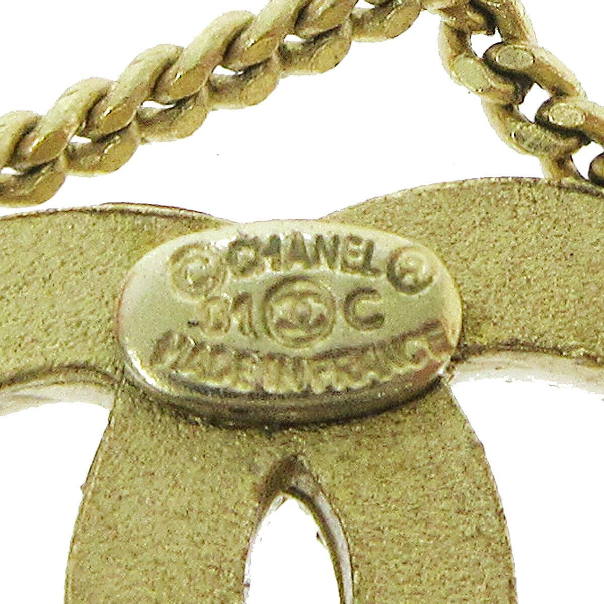 Women's Chanel Gold 5 and CC Charms Drape Lariat Link Evening Dangle Chain Necklace 