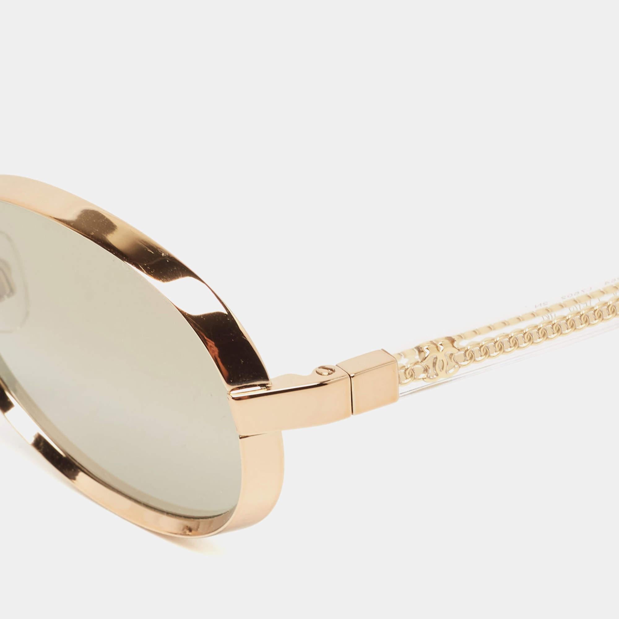 Chanel Gold 71264 Metal Frame Round Sunglasses In Good Condition In Dubai, Al Qouz 2