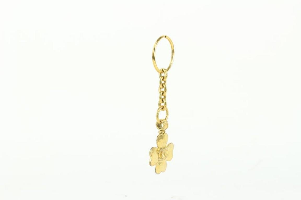 Chanel Gold 95p CC Clover Keychain Bag Charm 101c6 For Sale 5
