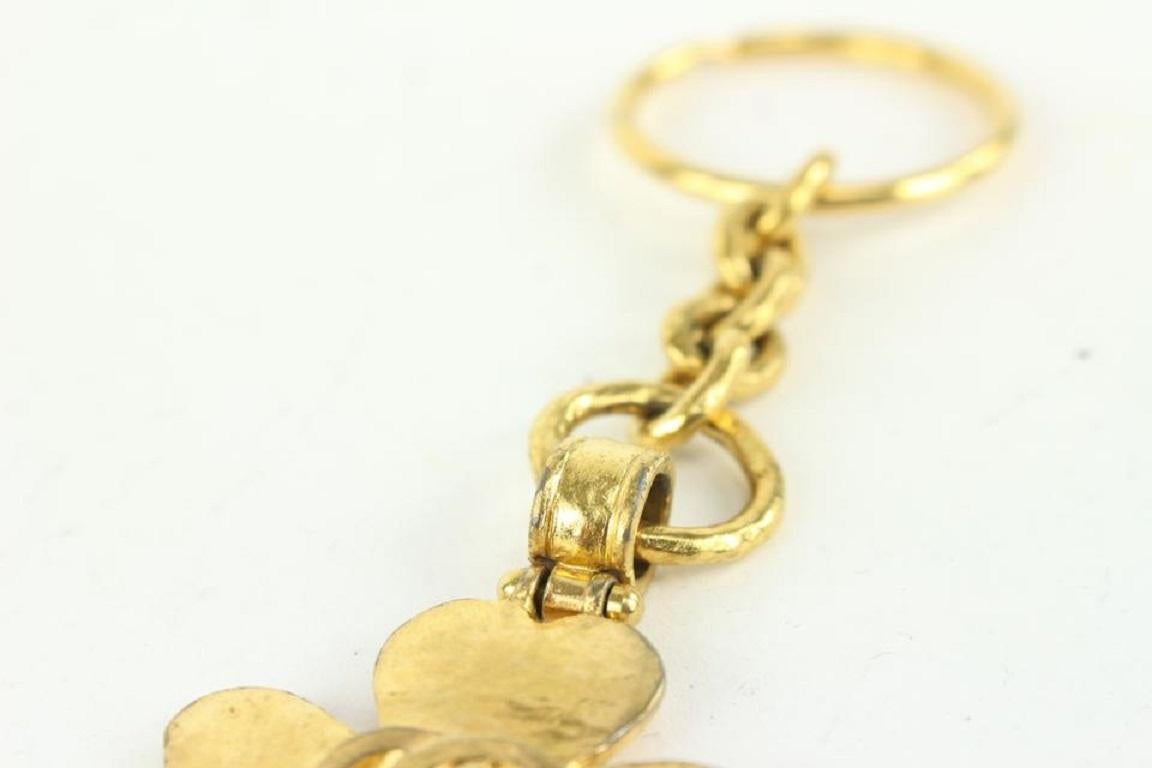 Women's Chanel Gold 95p CC Clover Keychain Bag Charm 101c6 For Sale