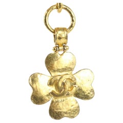 Chanel Gold 95p CC Clover Keychain Bag Charm 101c6