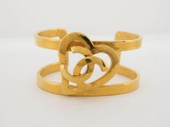 Chanel Gold 95p Hear Bangle Cuff 869440 Bracelet