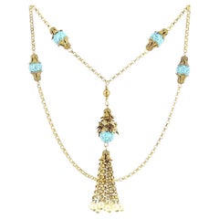Chanel Gold and Turquoise Fantasy Necklace