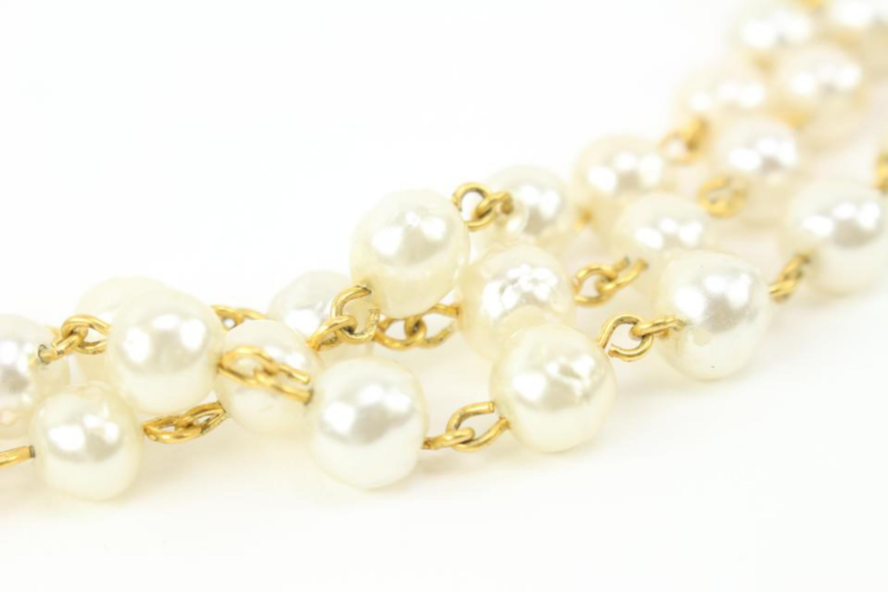 Chanel Gold Bead x Pearl Necklace 15ck311s In Good Condition In Dix hills, NY