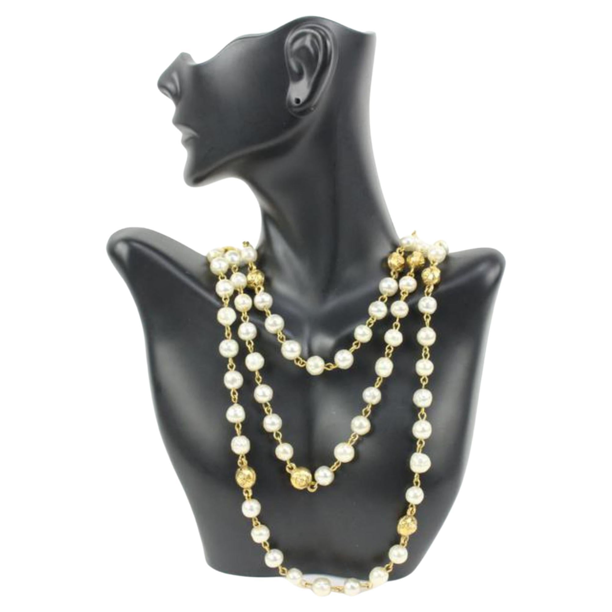 Chanel Gold Bead x Pearl Necklace 15ck311s