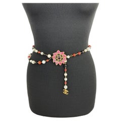Chanel 2007 Maison Gripoix Camellia and Pearl Waist Belt