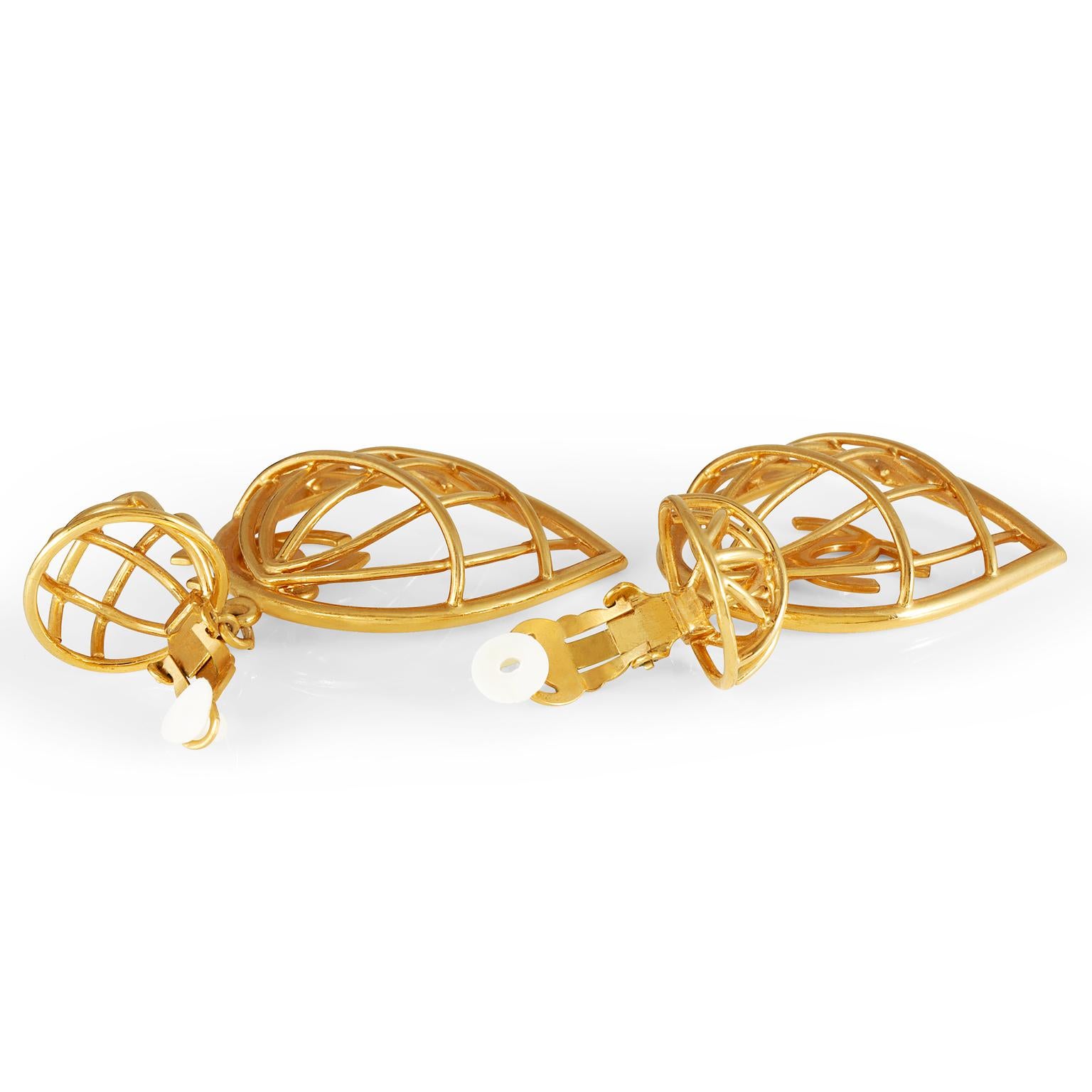 chanel bird cage earrings