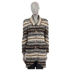 CHANEL gold & black 2019 NEW YORK SEQUIN STRIPED TWEED Coat Jacket 38 S 19A