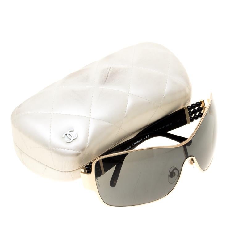 Chanel Gold/Black 4177 Perle Collection Shield Sunglasses 2