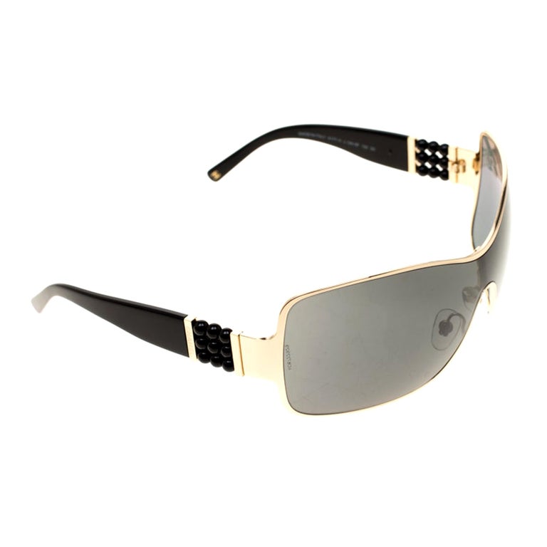 Chanel Gold/Black 4177 Perle Collection Shield Sunglasses For Sale at  1stDibs