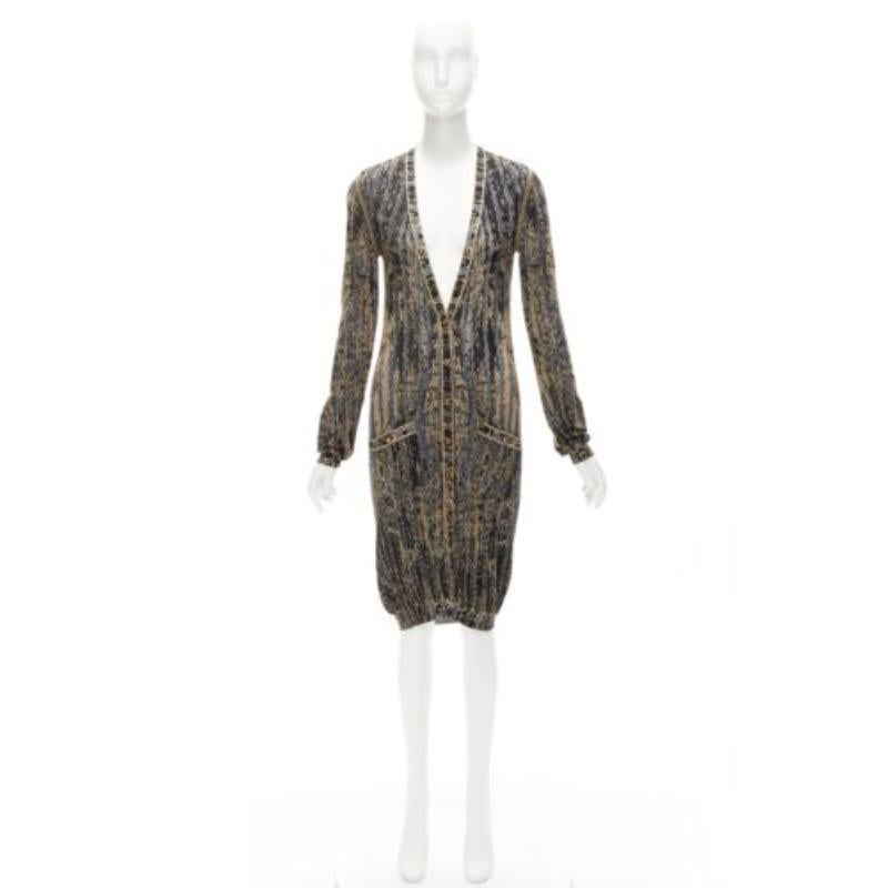 CHANEL gold black blue metallic lurex long cardigan sweaer FR38 M For Sale 5