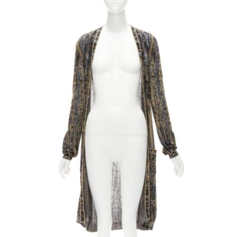 Gray CHANEL gold black blue metallic lurex long cardigan sweaer FR38 M For Sale