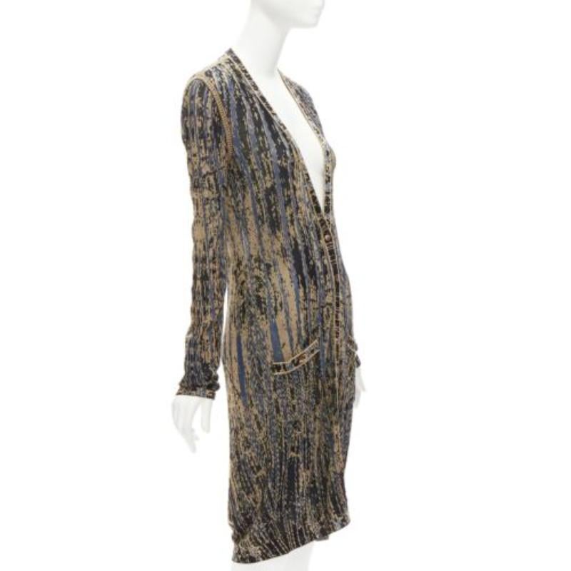 CHANEL gold black blue metallic lurex long cardigan sweaer FR38 M In Excellent Condition For Sale In Hong Kong, NT