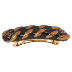 GOLD & SCHWARZES CHAIN HAIR SLIDE von Chanel