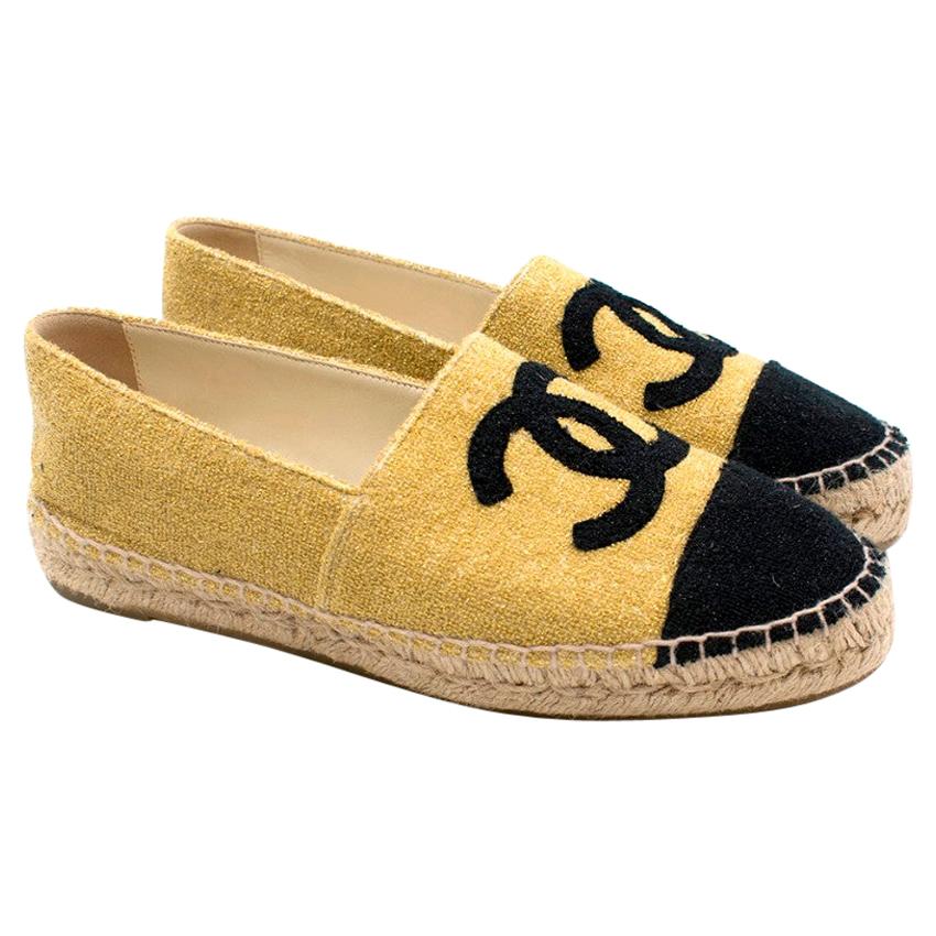 chanel espadrilles gold and black