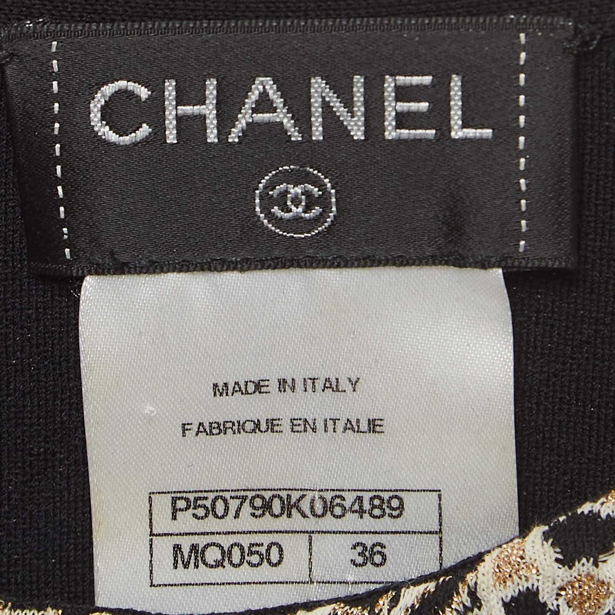 Chanel Gold/Black Lurex Knit Mini Dress S For Sale 2