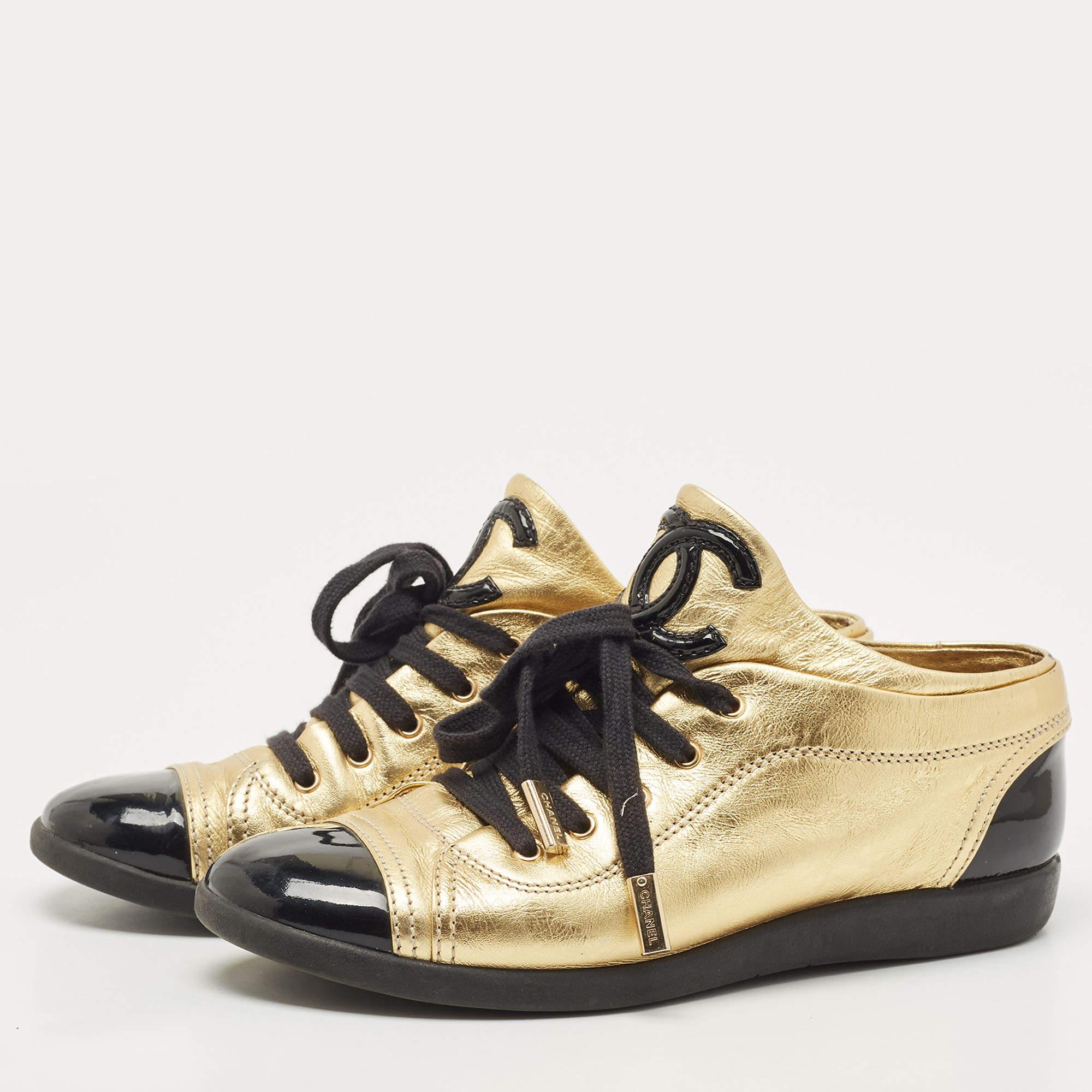 chanel gold trainers