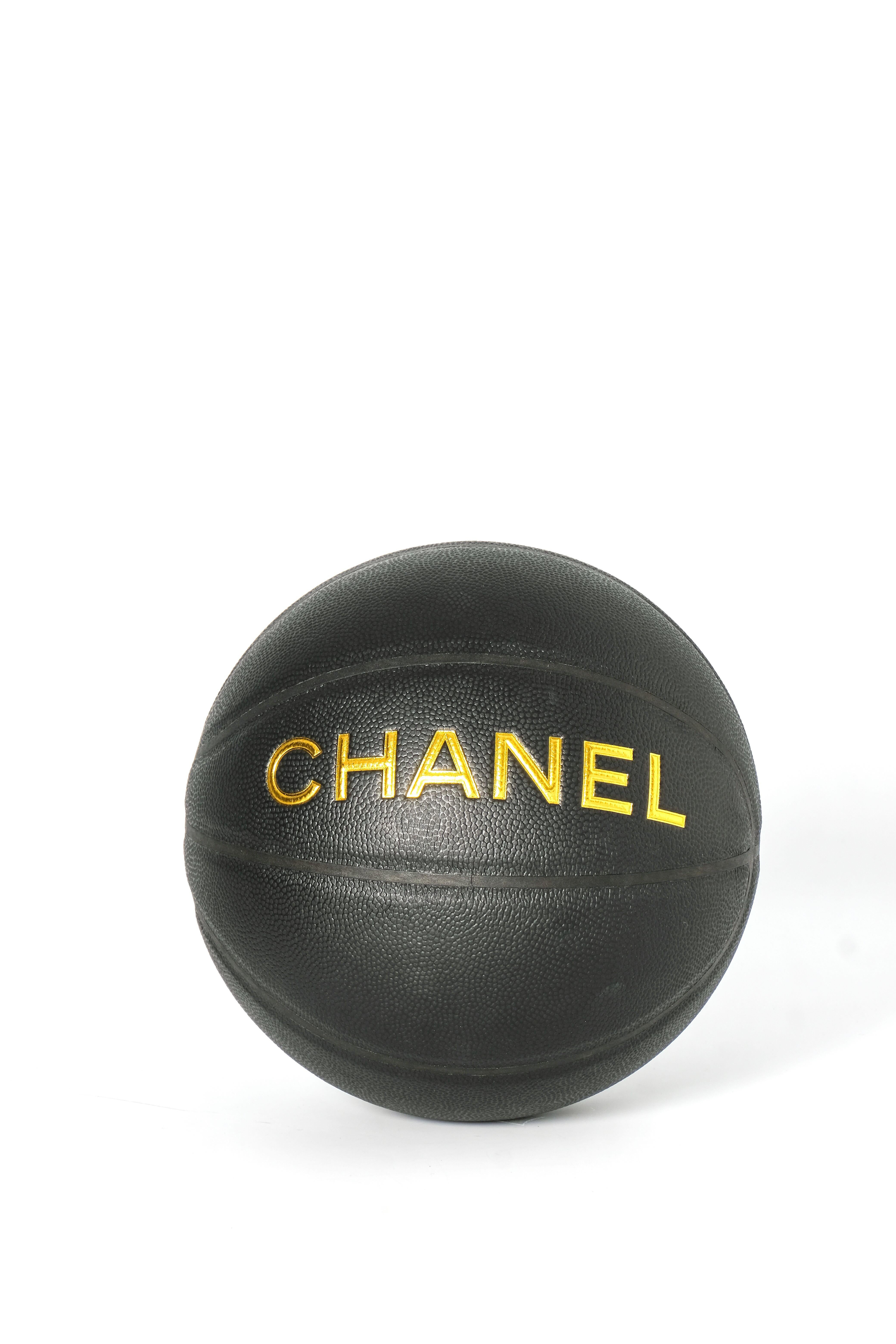 Chanel Gold Black Rubber Calfskin Chain Net Basketball Minaudiere Bag For Sale 6