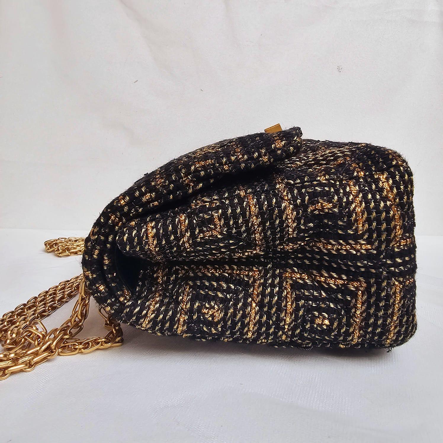 Chanel Gold Black Tweed Paris Byzance 2.55 226 Reissue Flap Bag 8