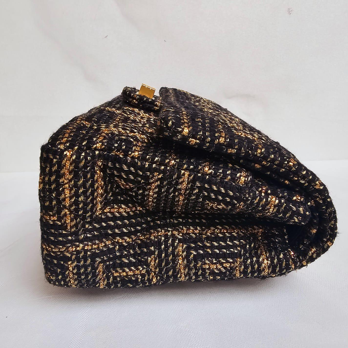 Chanel Gold Black Tweed Paris Byzance 2.55 226 Reissue Flap Bag 10