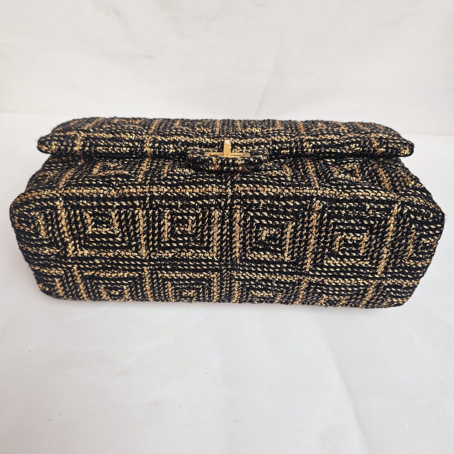 Chanel Gold Black Tweed Paris Byzance 2.55 226 Reissue Flap Bag 12