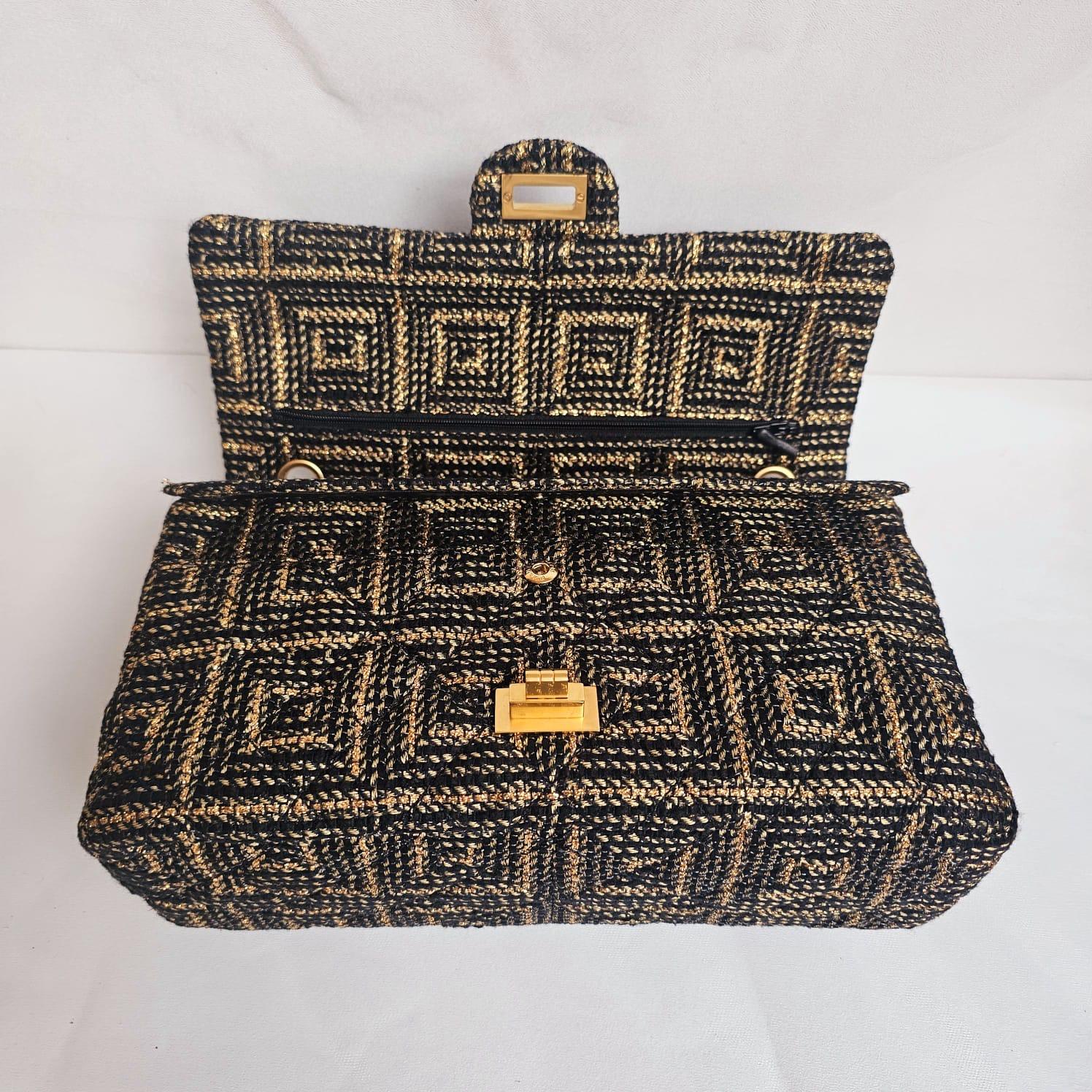 Chanel Gold Black Tweed Paris Byzance 2.55 226 Reissue Flap Bag 13